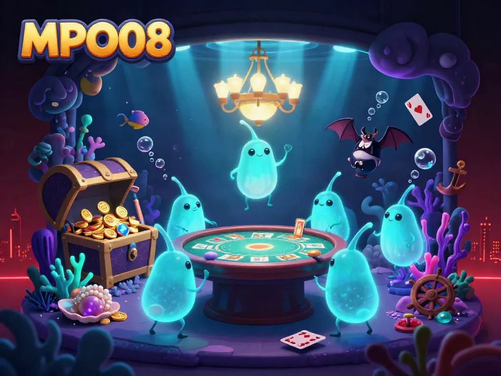 MPO08 illuminates a vibrant underwater casino scene with glowworms and engaging game elements.