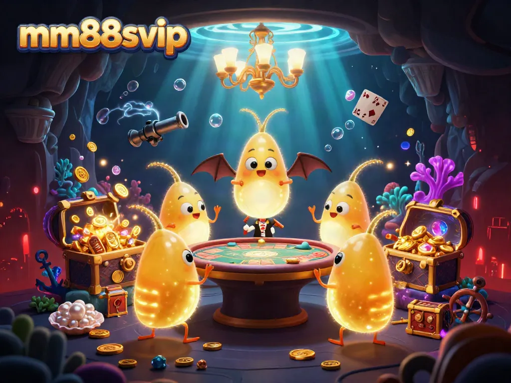 Play exciting games at mm88svip where glowworms illuminate a vibrant cave casino.