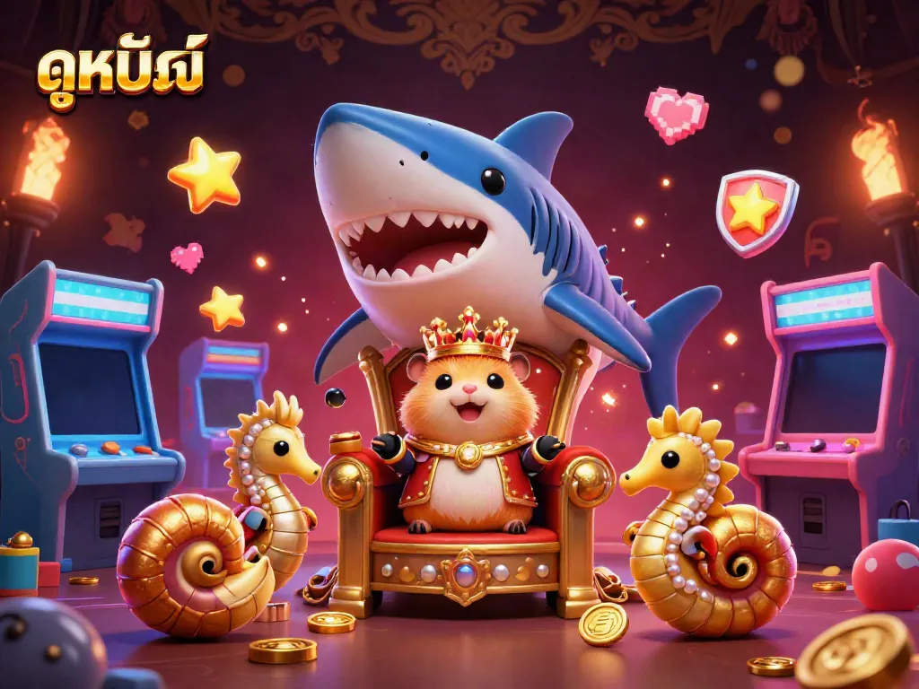 Experience the thrill of ดูหนังออนไลน์ with dynamic gaming elements in this vibrant 3D illustration.