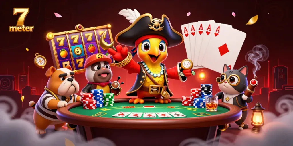 Engage in thrilling online gameplay with 7 meter’s colorful slot reels and lively characters.