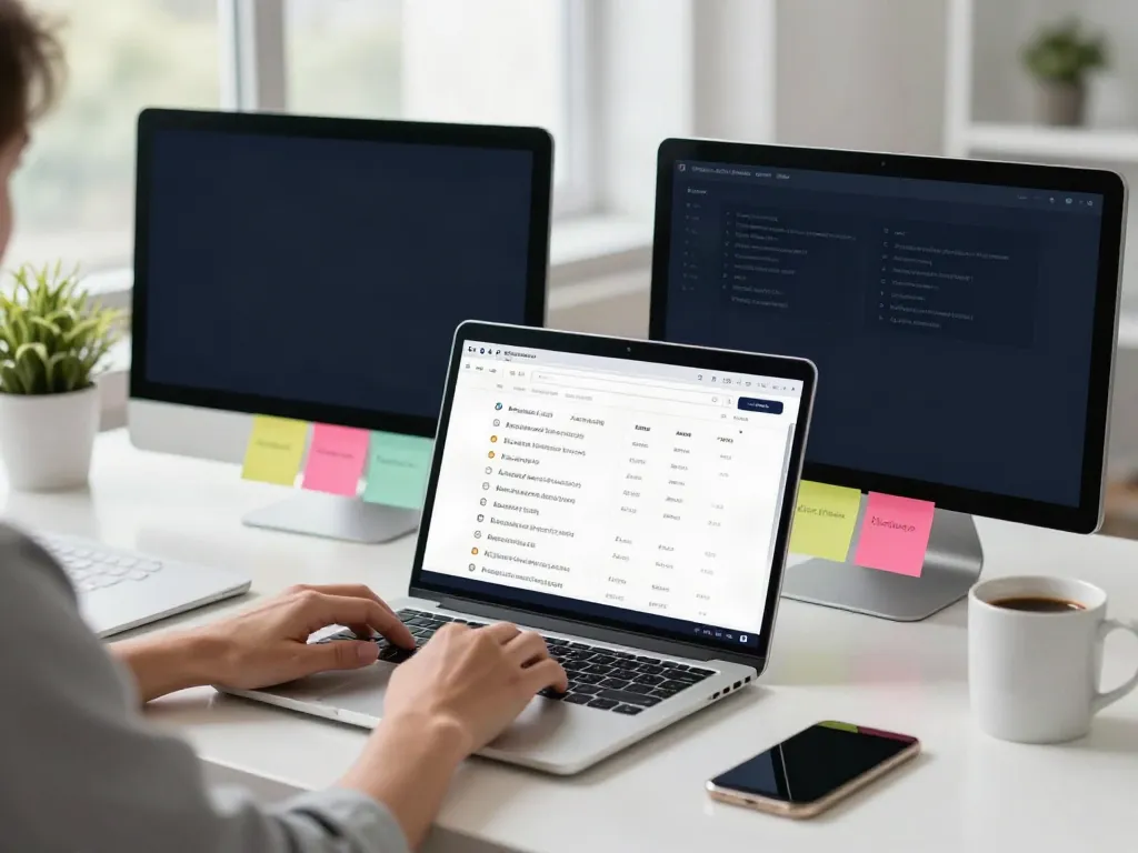 주소모음 collection website showcased on modern office setup with organized links and categories.