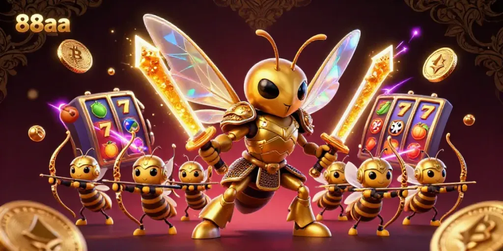Engage with 88aa's vibrant casino action with characters in a rich, colorful scene.