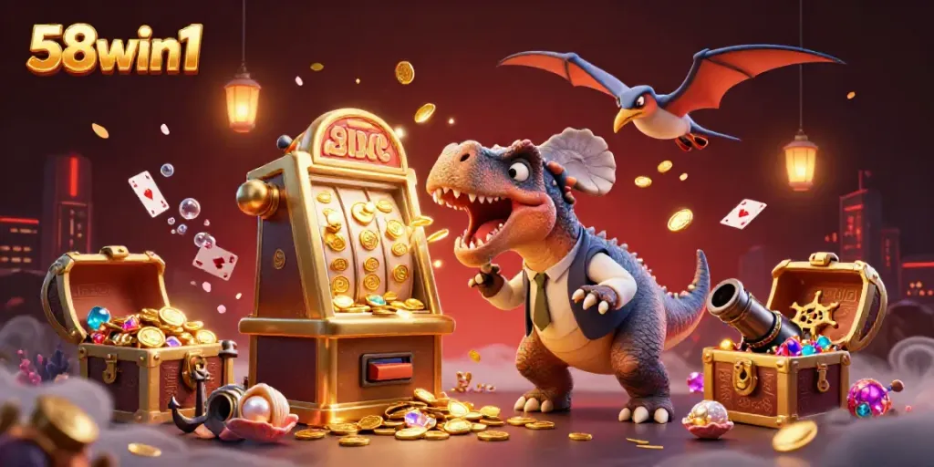 Catch a jackpot with 58win1 as pachycephalosaurus and pteranodon grab winning coins.