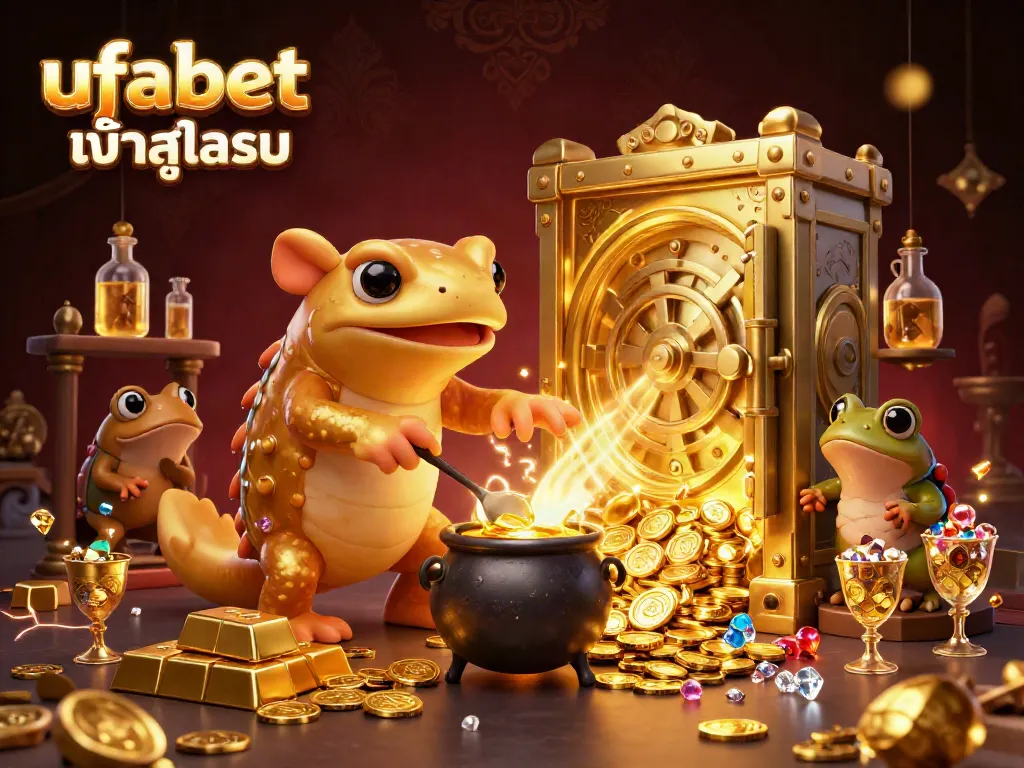 Engage with ufabet เข้าสู่ระบบ, the mesmerizing world of online gambling, showcasing a magical 3D alchemist scene.