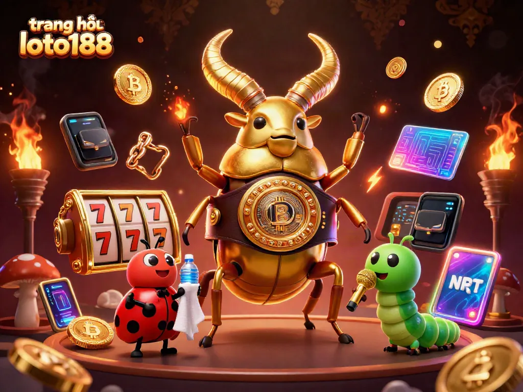 Experience the excitement of trang chủ loto188 with a dynamic 3D illustration showcasing a unique casino scene.