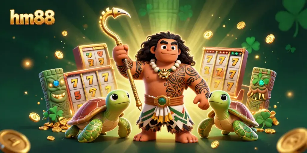 Experience the excitement of HM88 with vibrant slot reels and a captivating demigod hawk.